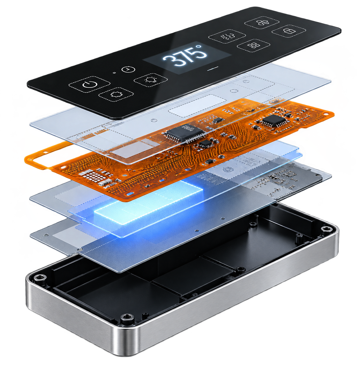 Exploded appliance interface assembly