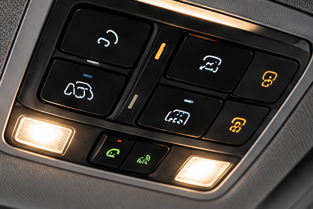Automotive overhead console and lighting controls