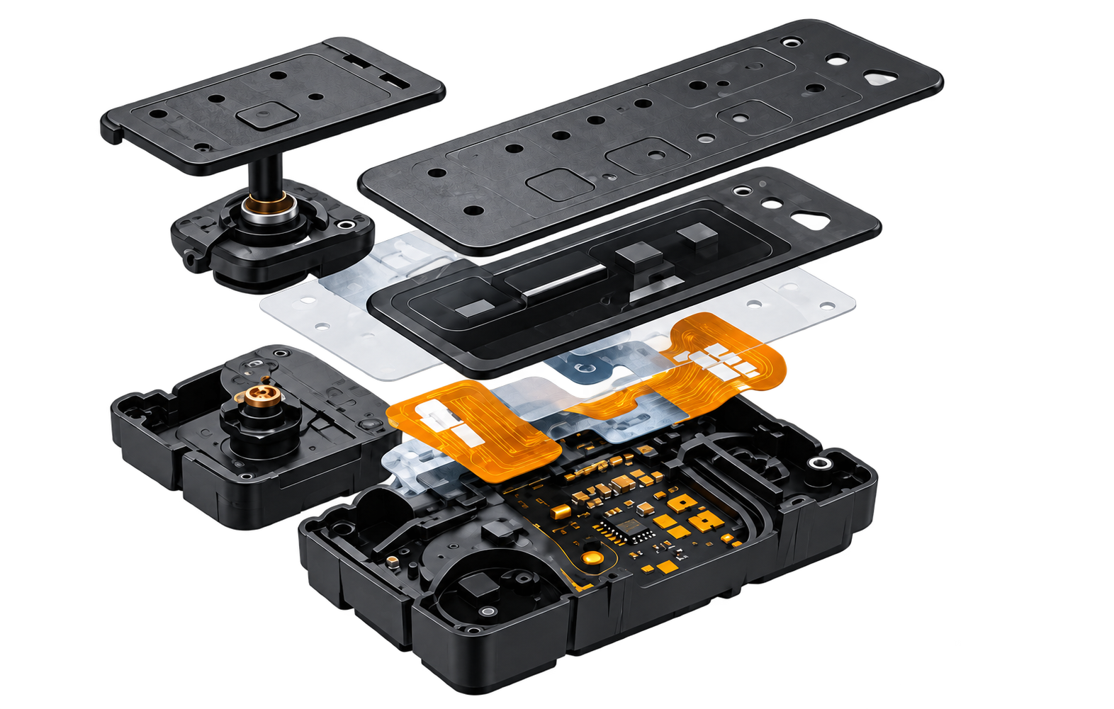 Exploded automotive interface assembly