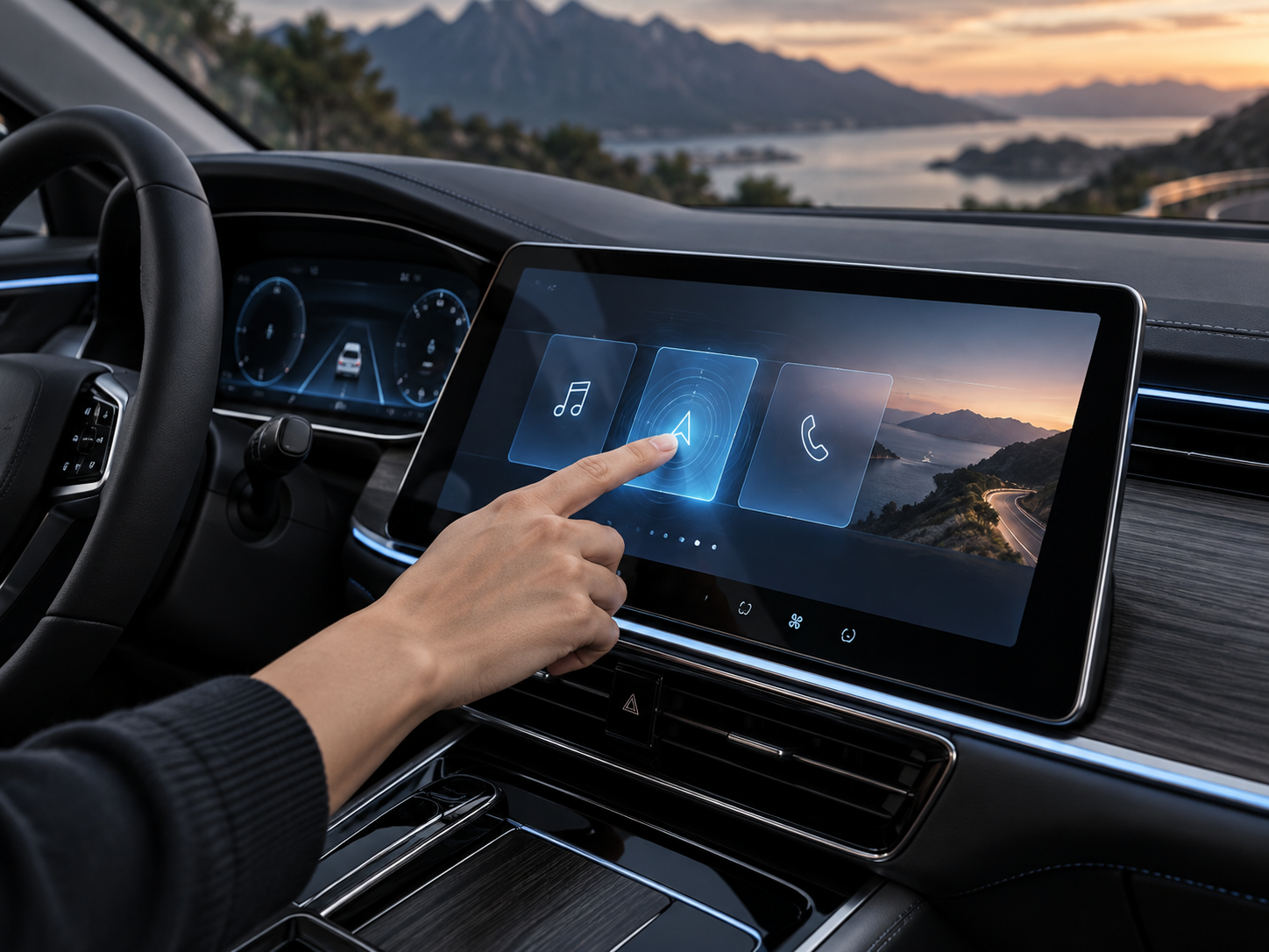 Capacitive touch screen used in an automotive application
