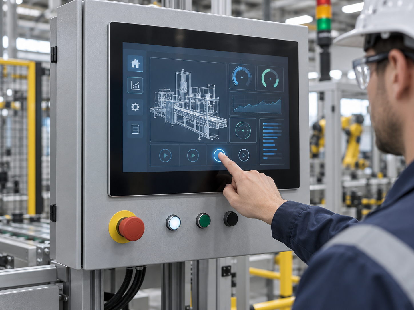Capacitive touch screen used in an industrial application