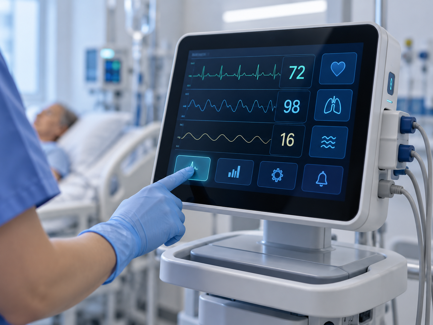 Capacitive touch screen used in a medical application