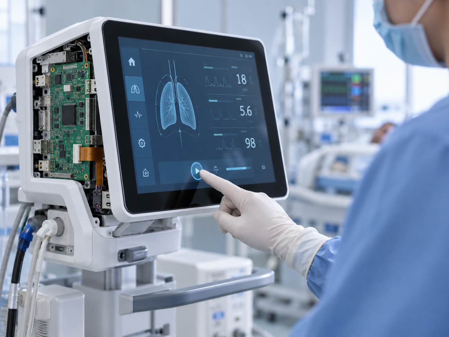 Capacitive touch and PCBA integration used in a medical application
