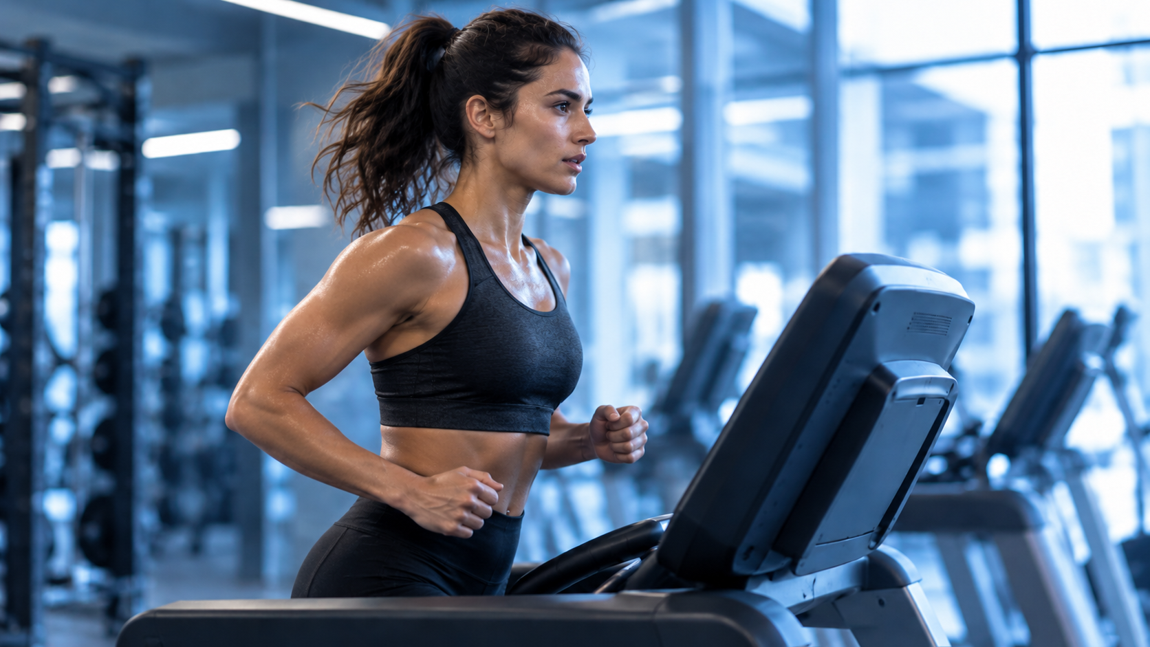 Fitness equipment in a real gym environment