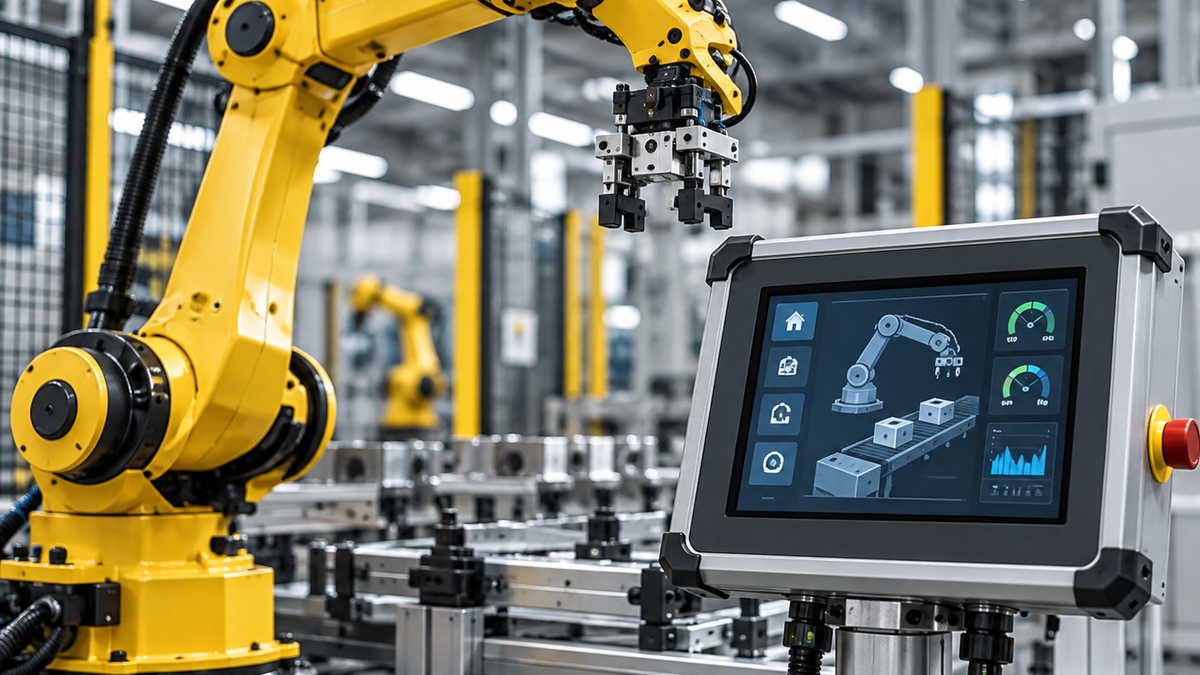 Factory automation interface in a robotic manufacturing cell