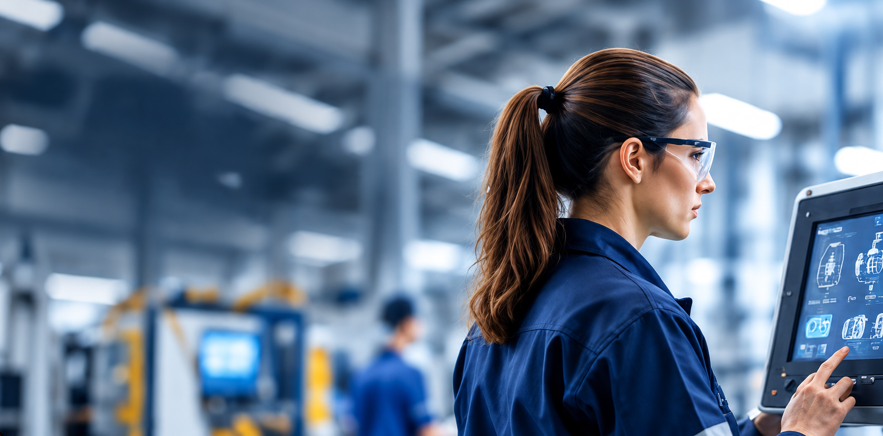 Industrial engineer working with a machine interface