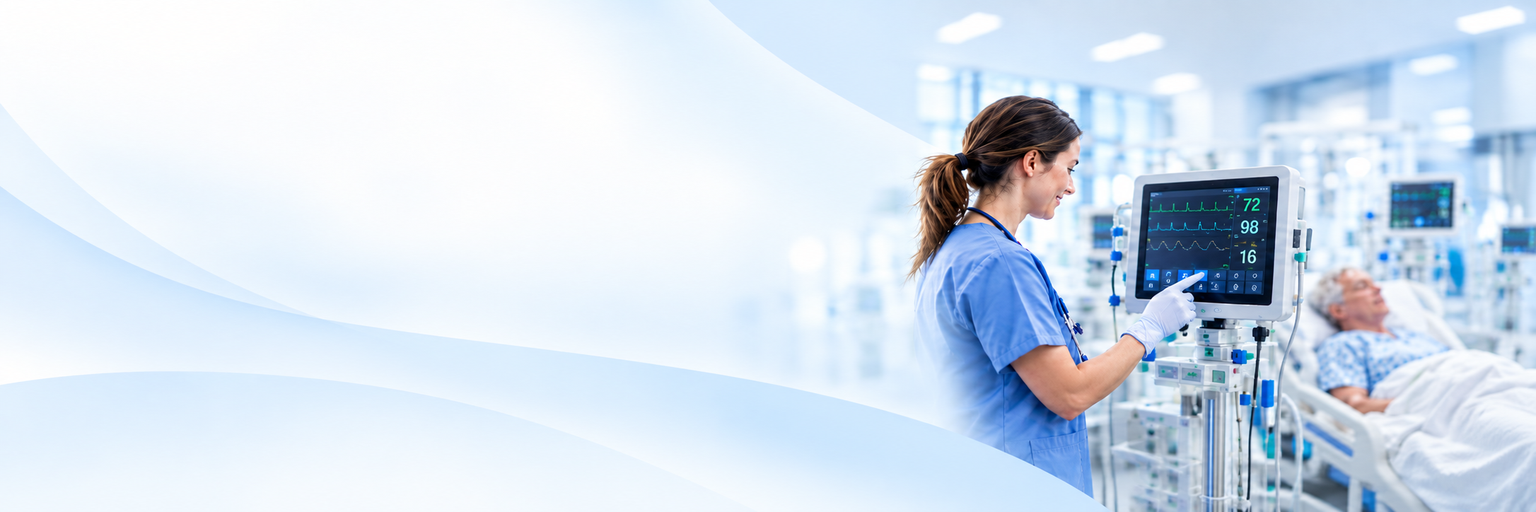 Clinician operating a medical patient monitoring interface
