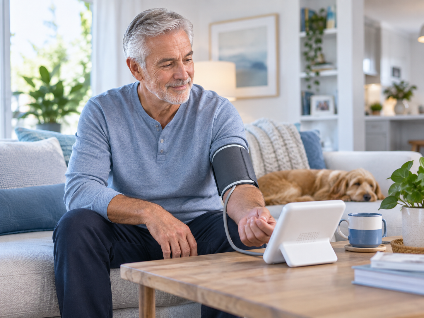 Patient using home healthcare equipment
