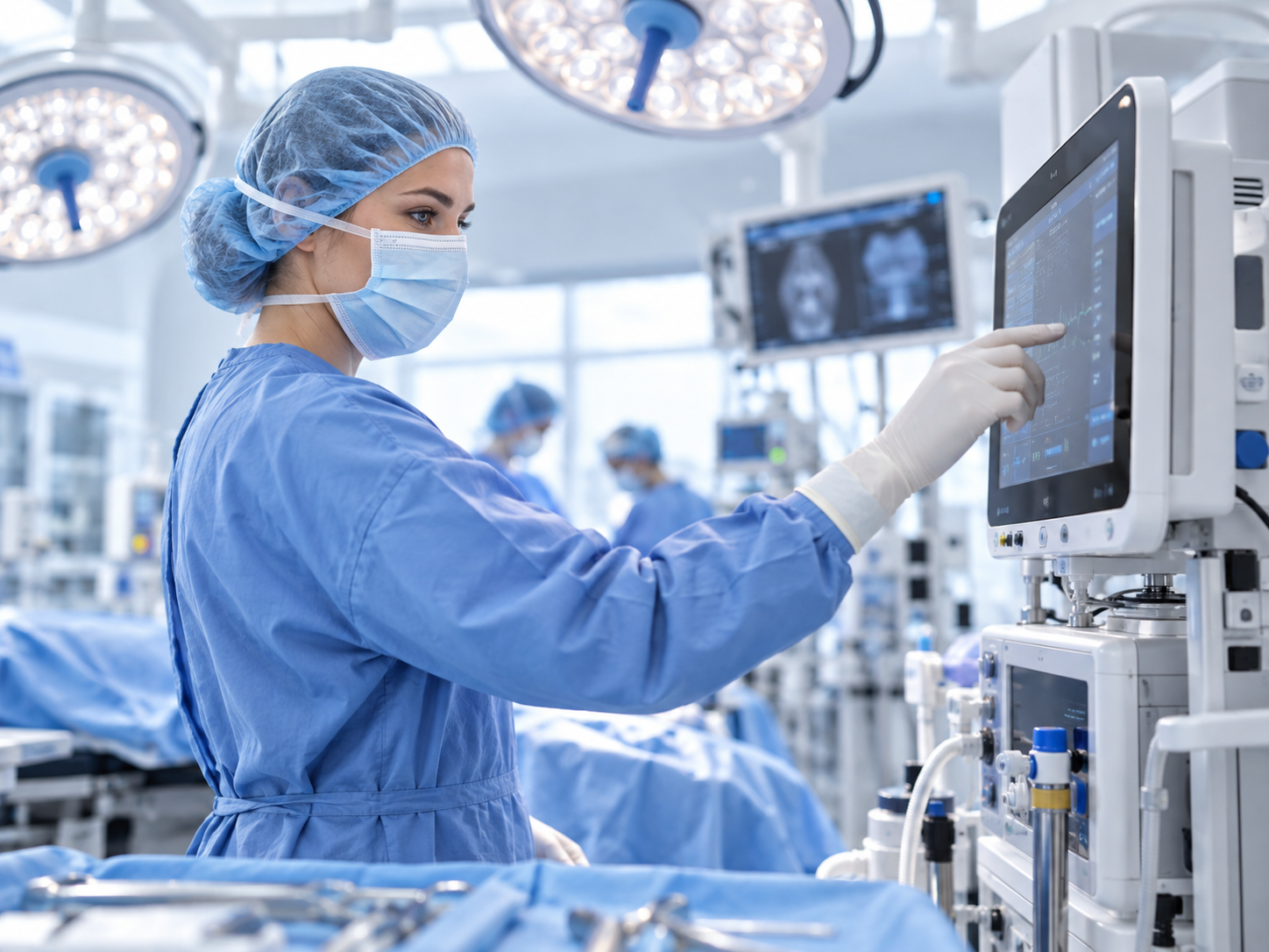 Clinician operating surgical equipment