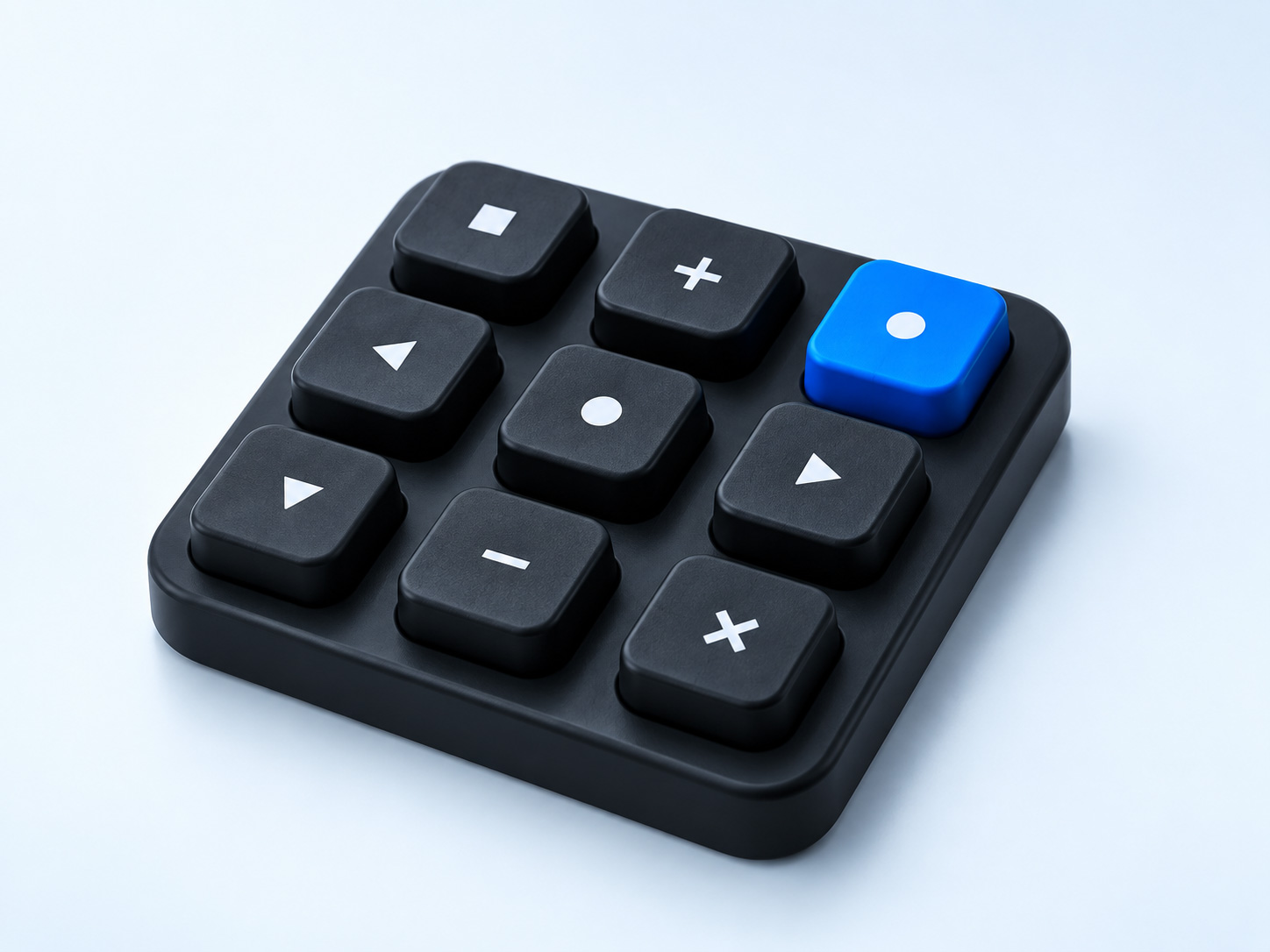 Silicone rubber keypad with blue highlight key